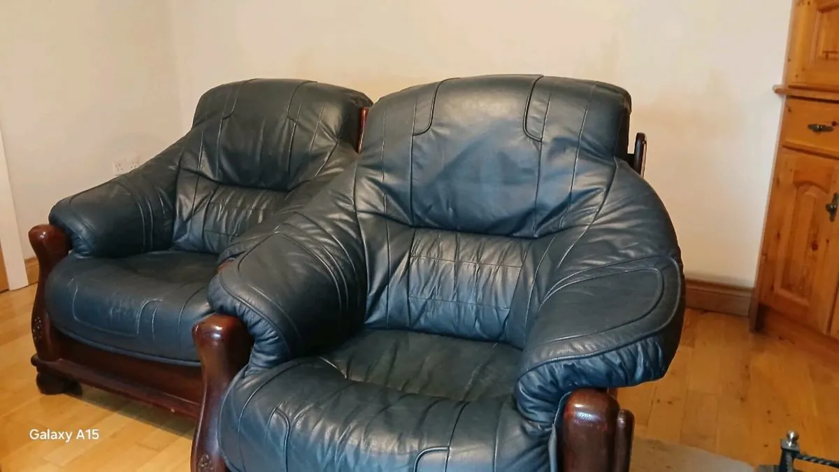 Leather Couch and Armchairs - Image 3