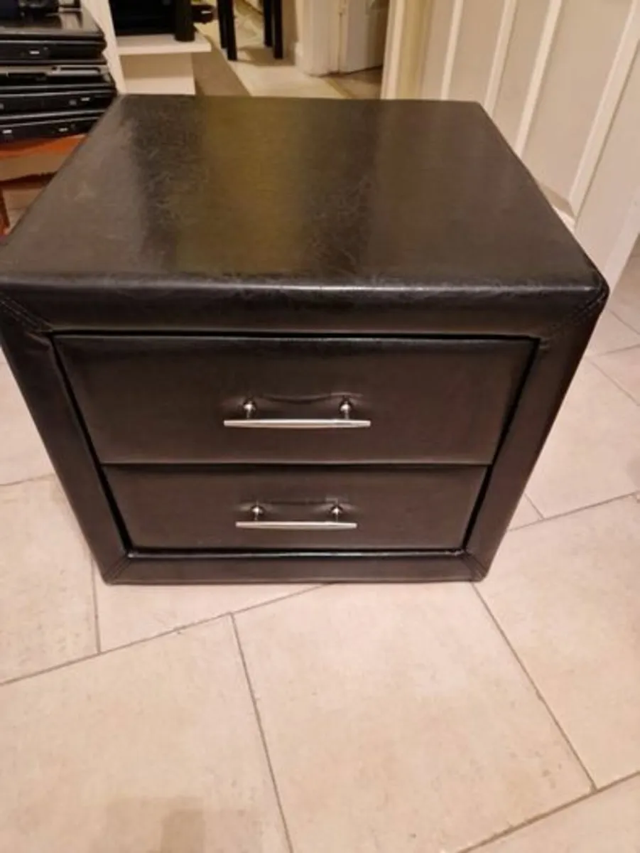 Black Leather 2 Drawer Locker - Image 1