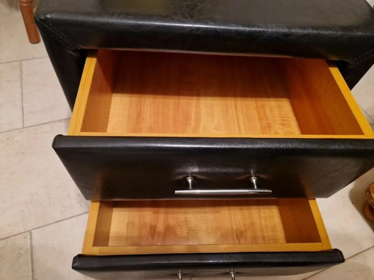 Black Leather 2 Drawer Locker - Image 2