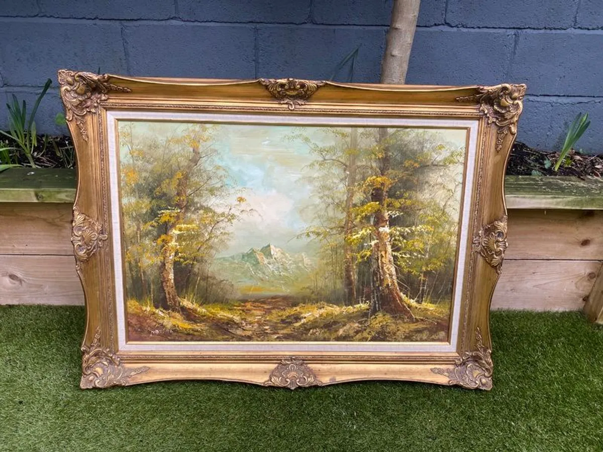 Waring & Gillow Brindle Gilt Edged Frame - Etched Oil Painitng - Image 1