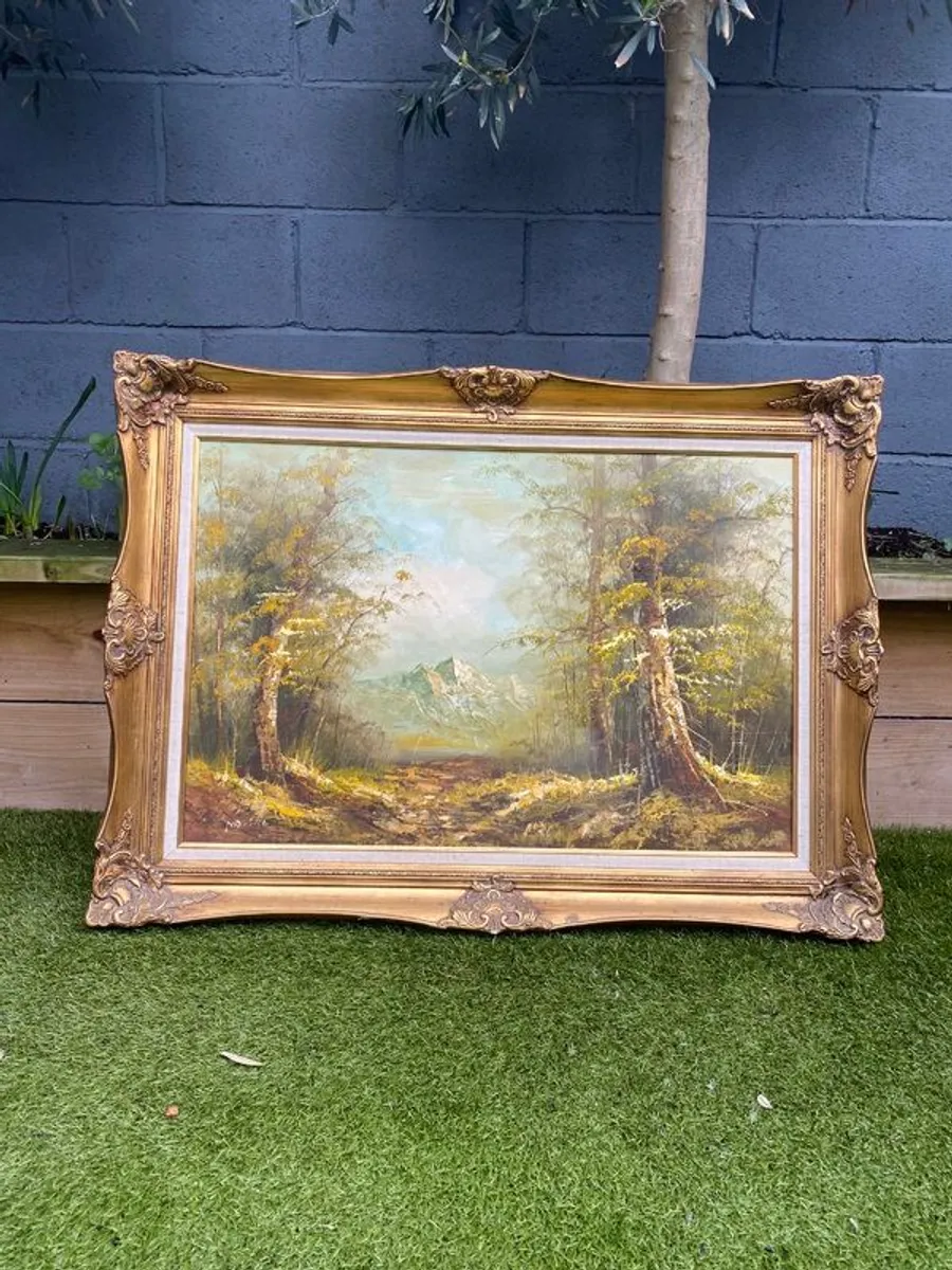 Waring & Gillow Brindle Gilt Edged Frame - Etched Oil Painitng - Image 2