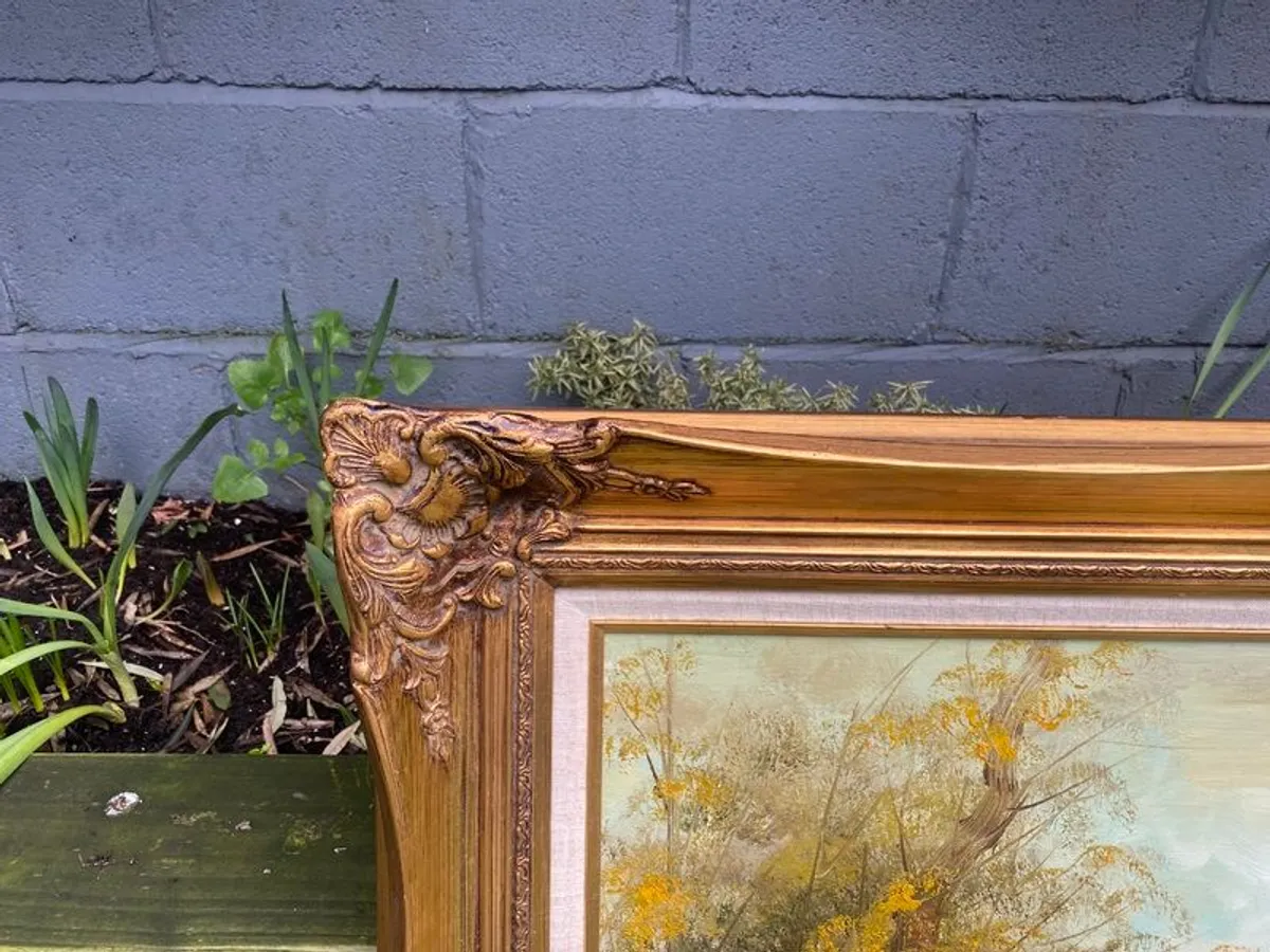 Waring & Gillow Brindle Gilt Edged Frame - Etched Oil Painitng - Image 3