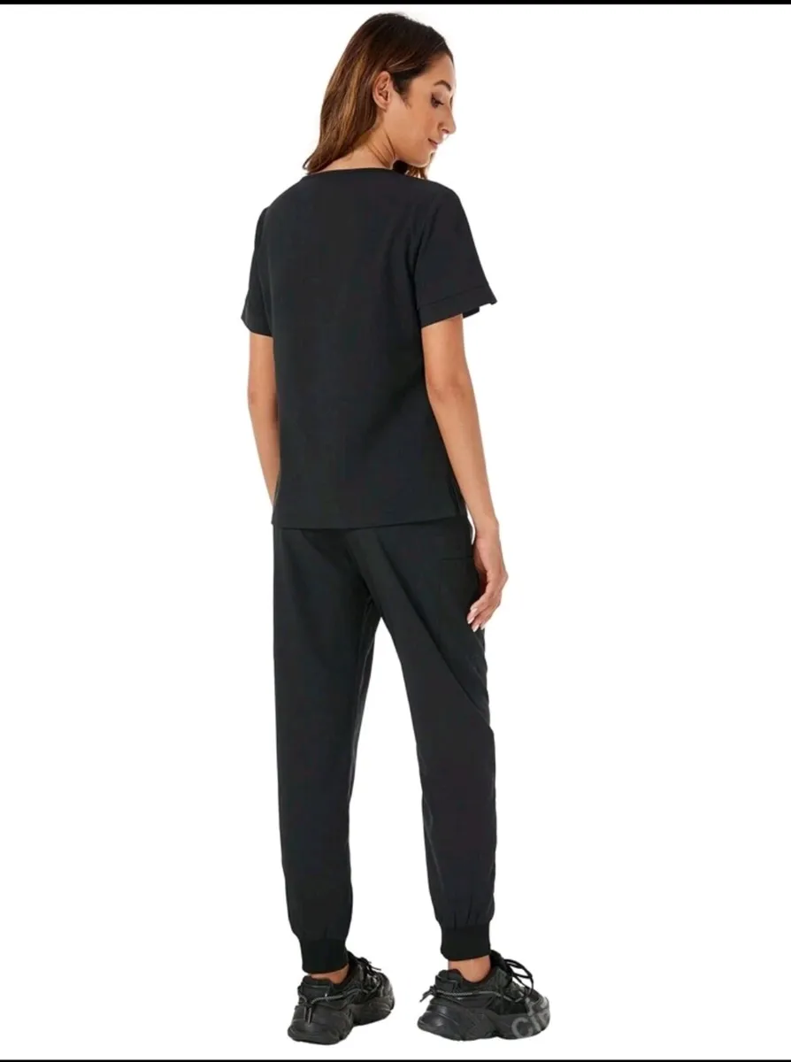 Black Medical Scrub Set – Top & Jogger Pants size - Image 4