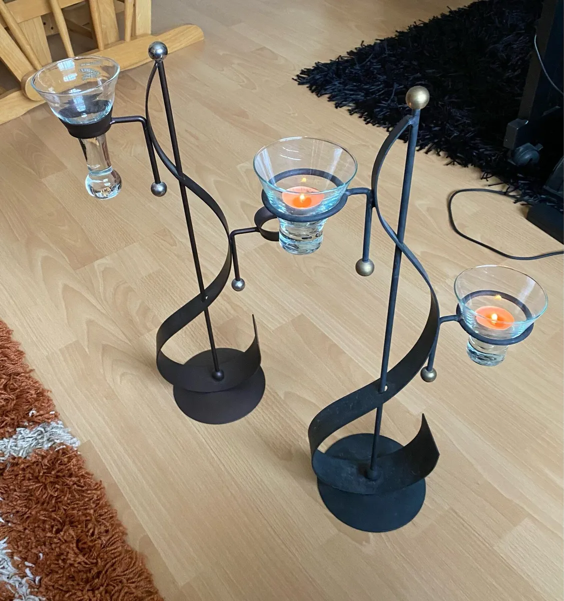 Cast Iron Candle holder with Candles - Image 1