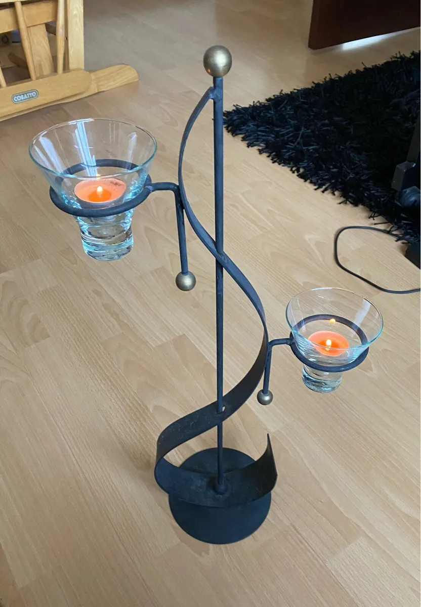 Cast Iron Candle holder with Candles - Image 4
