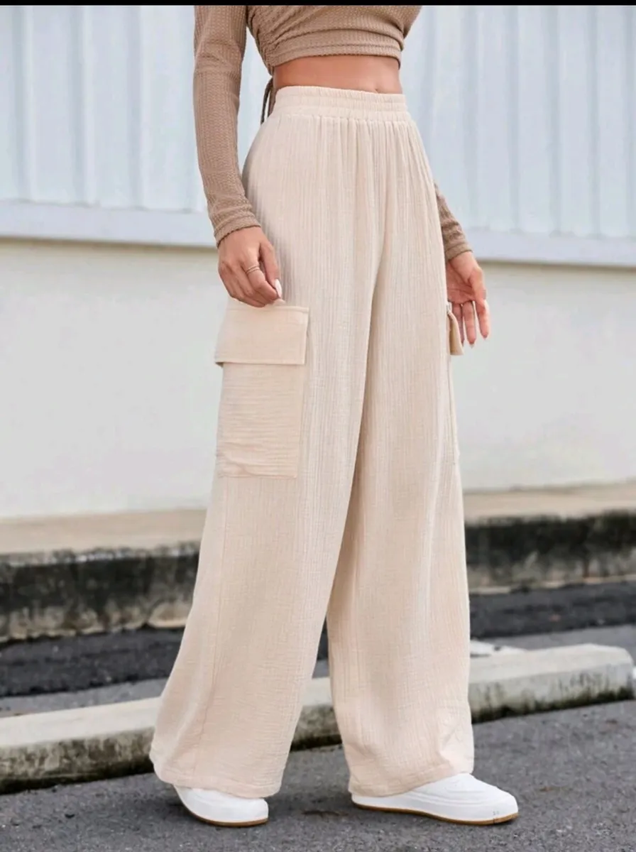 Cotton Apricot Joggers – Size S, Flip Pocket, Side - Image 1