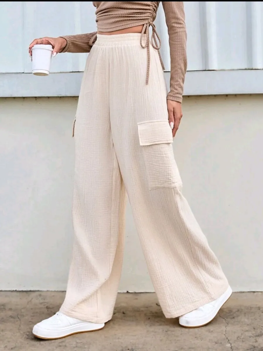 Cotton Apricot Joggers – Size S, Flip Pocket, Side - Image 4