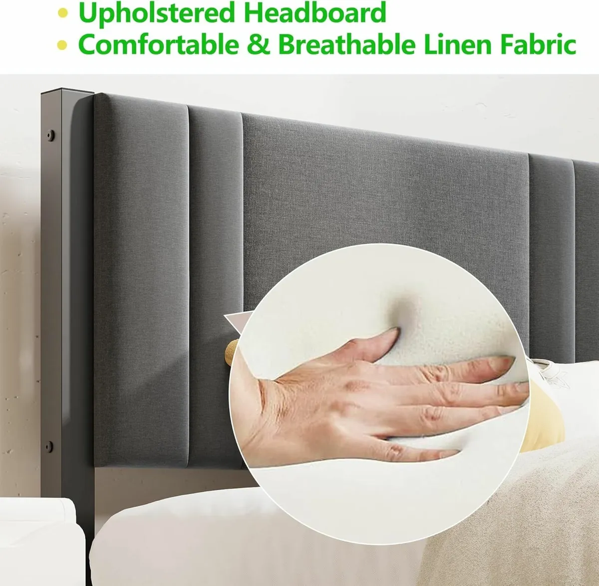 Single Bed Frame Upholstered Headboard 90×190cm - Image 4