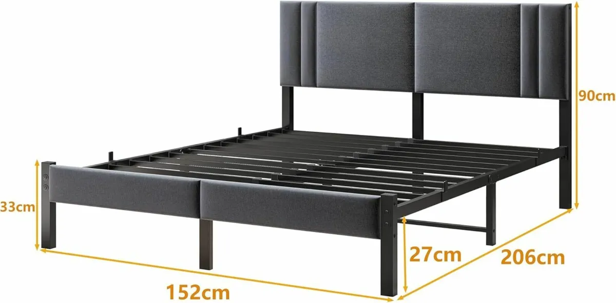 King Size BedFrame Upholstered Headboard 150x200cm - Image 2