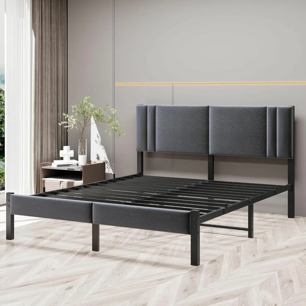 King Size BedFrame Upholstered Headboard 150x200cm - Image 3