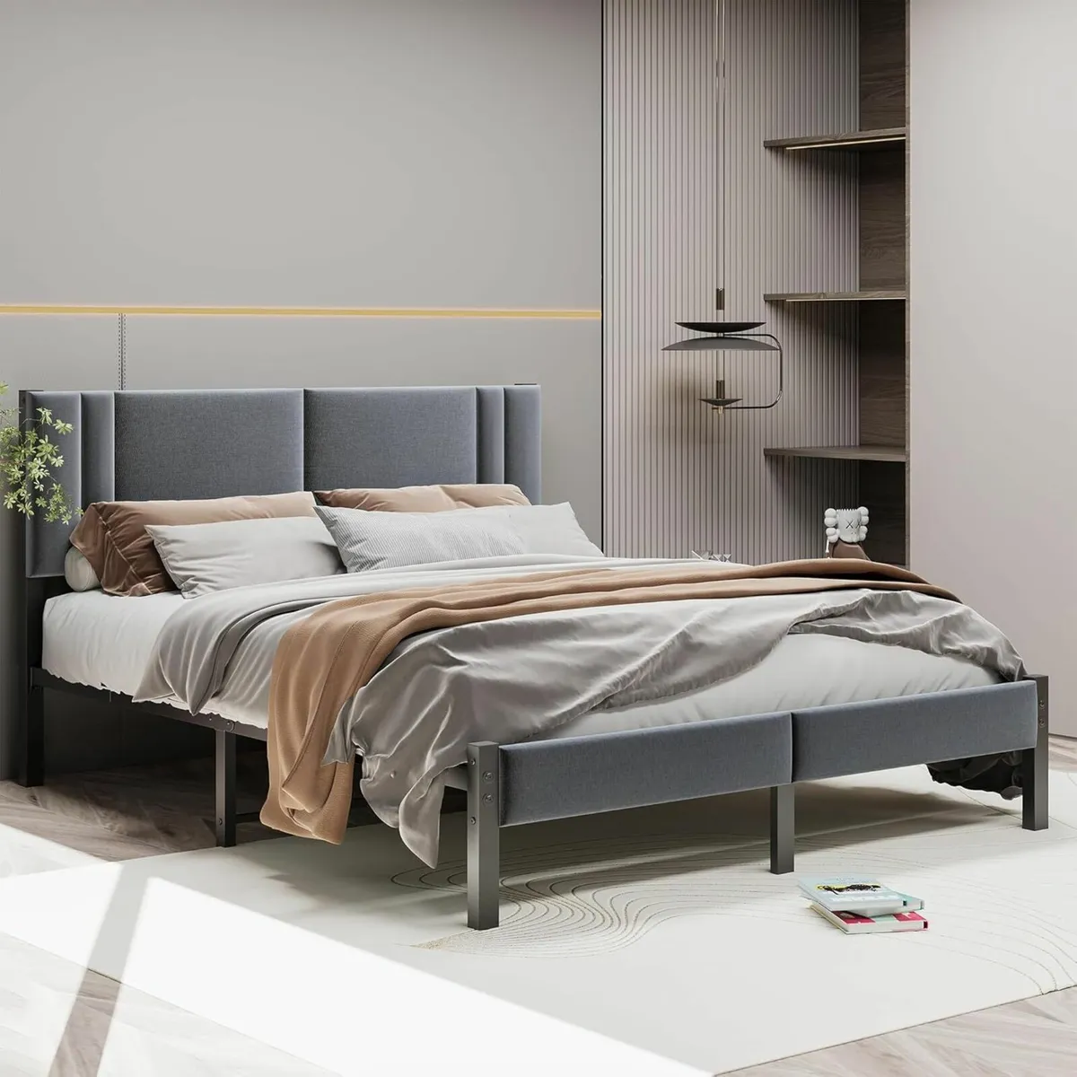 King Size BedFrame Upholstered Headboard 150x200cm - Image 4