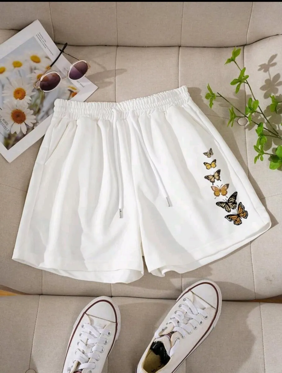Butterfly Print Track Shorts Size XS - Image 1