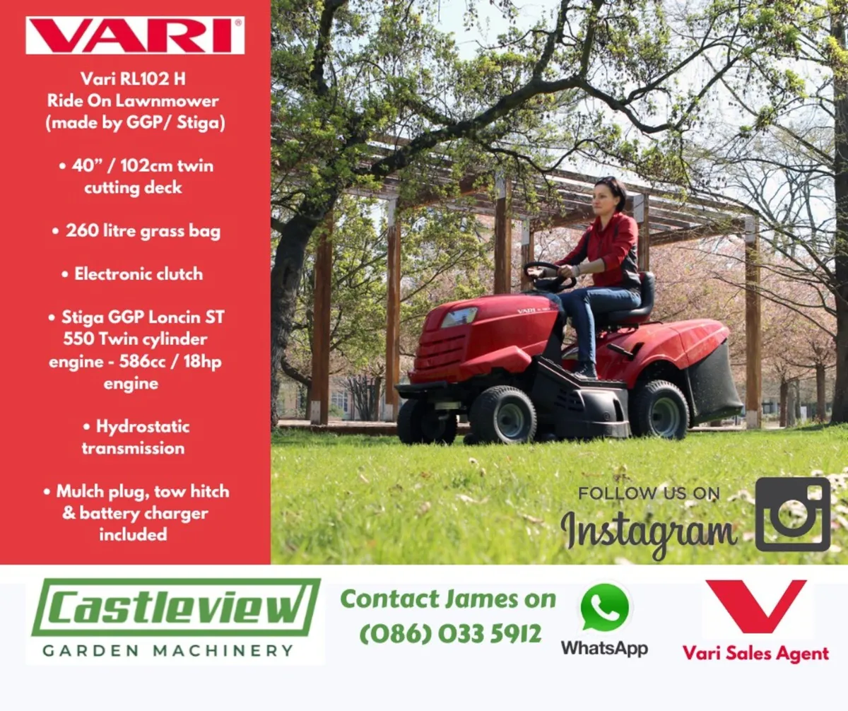 New Vari RL 102 H Ride On Mower by GGP Stiga - Image 1