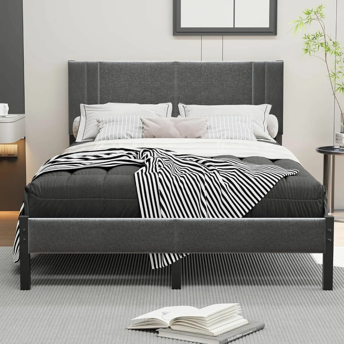 Double Bed Frame Upholstered Headboard 135x190 cm - Image 3
