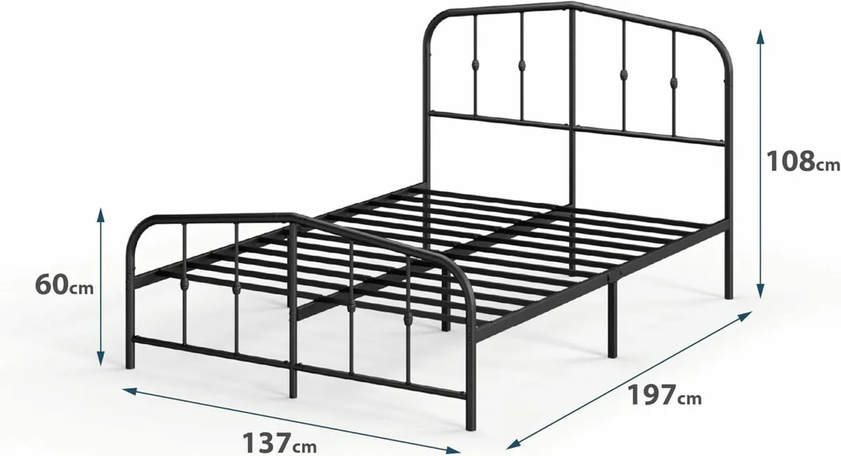 Double Bed frame 135x190 cm Underbed storage Black - Image 3