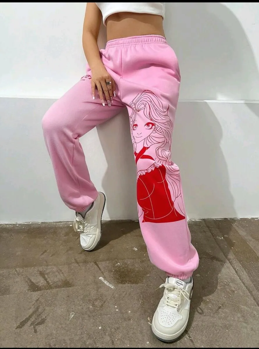 Flirla Pink Graphic Sweatpants – XS, Figure & Lett - Image 3