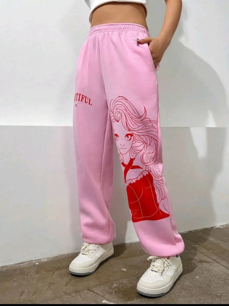 Flirla Pink Graphic Sweatpants – XS, Figure & Lett - Image 4