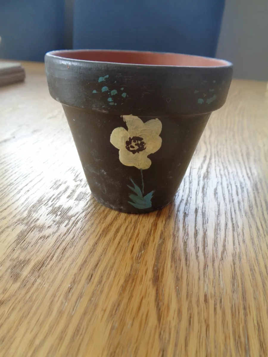 Hand Painted Terracotta Flower Pot for Sale - Image 1