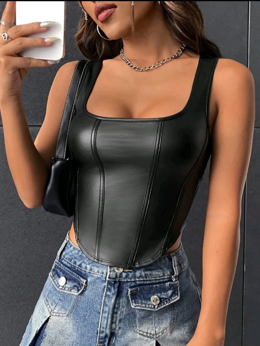 Antonella SHEIN BAE Square Neck Asymmetrical Hem P - Image 3