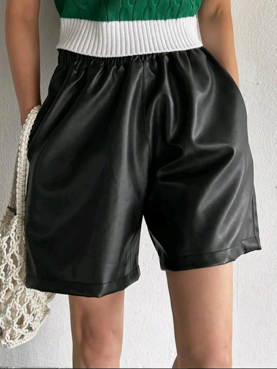 DAZY Elastic Waist PU Leather Shorts — Size S - Image 1