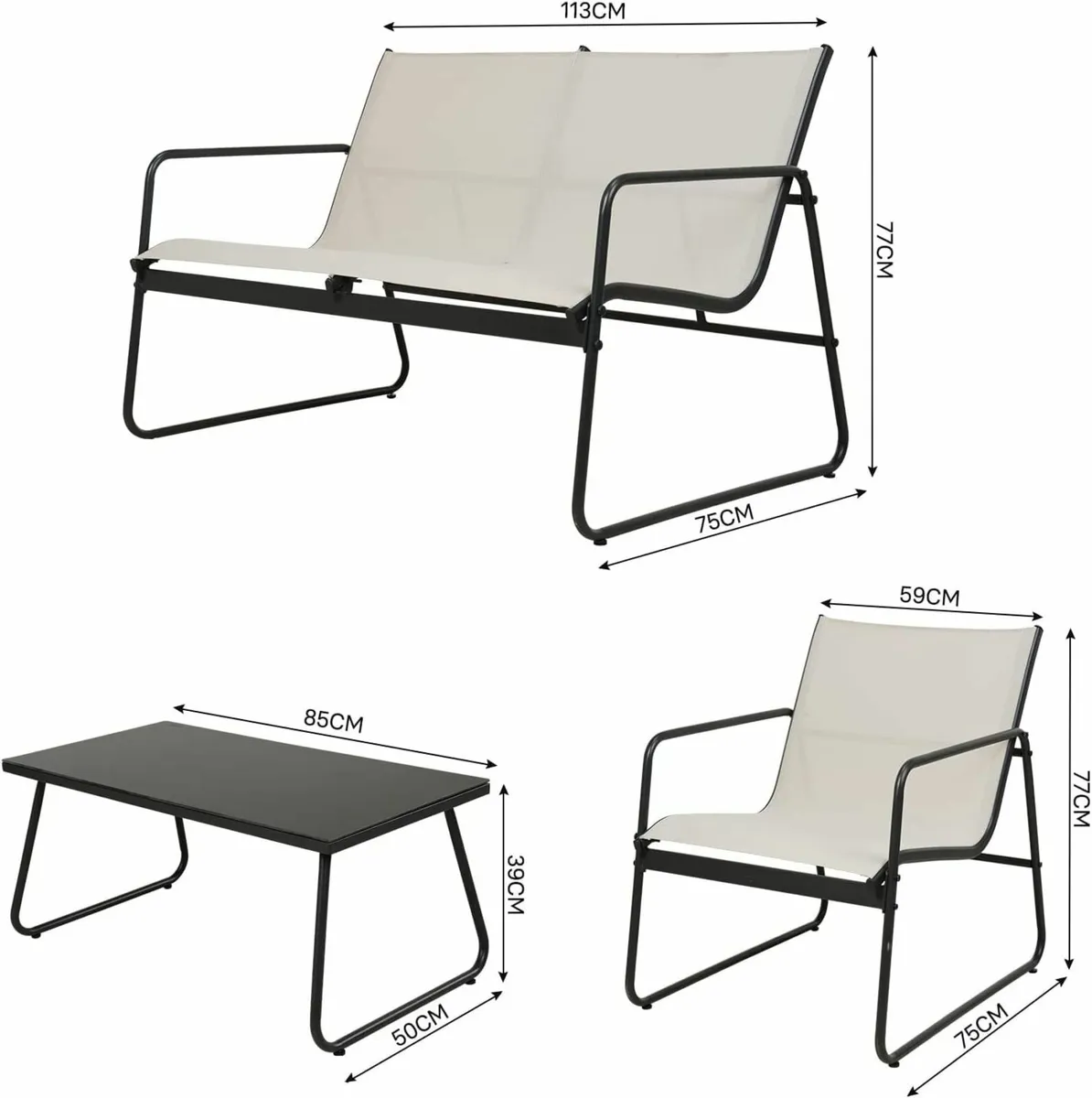 Sets 4 Pieces Garden Table Chairs Waterproof - Image 3