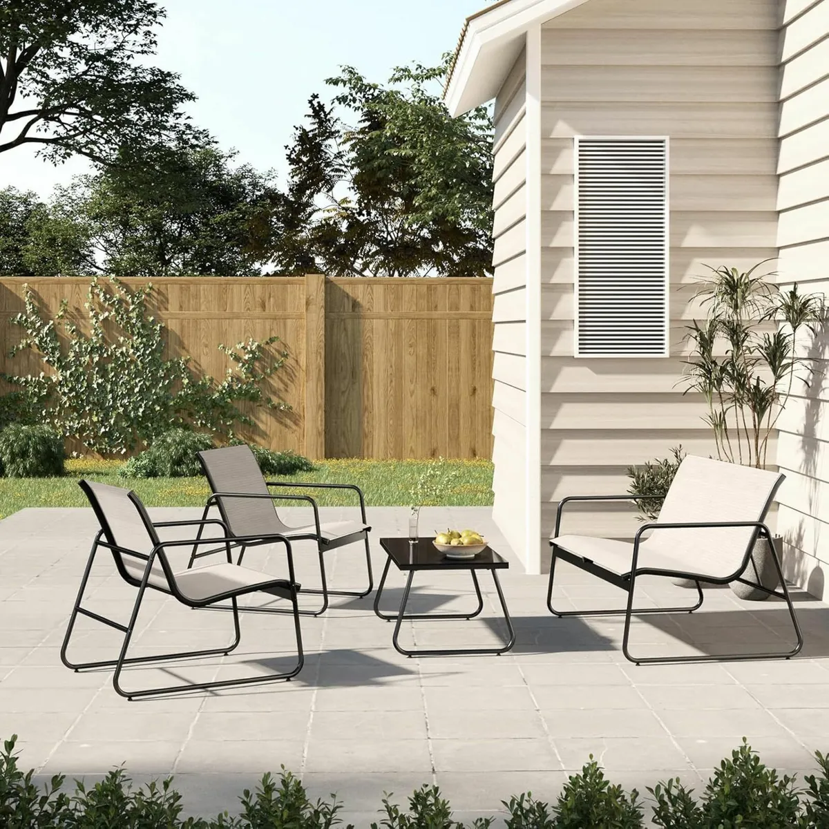 Sets 4 Pieces Garden Table Chairs Waterproof - Image 1