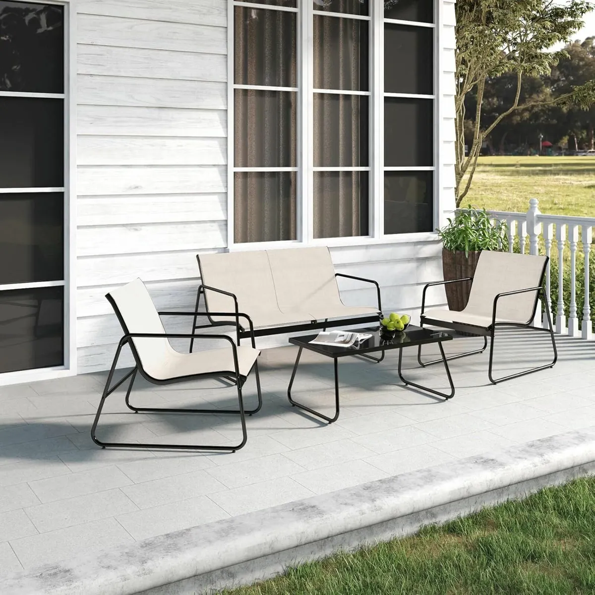 Sets 4 Pieces Garden Table Chairs Waterproof - Image 4