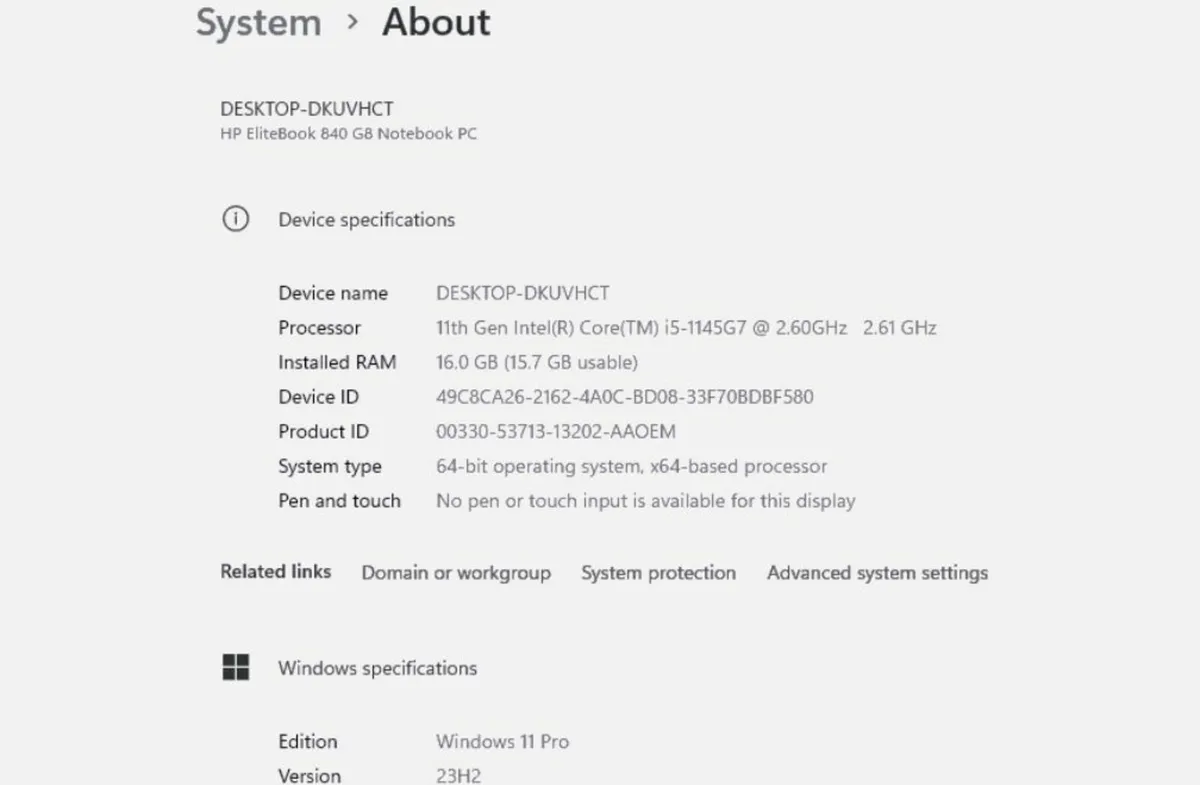 Hp Elitebook 840 Gen 8 14" Fhd I5 11Gen 16GB 512GB - Image 2