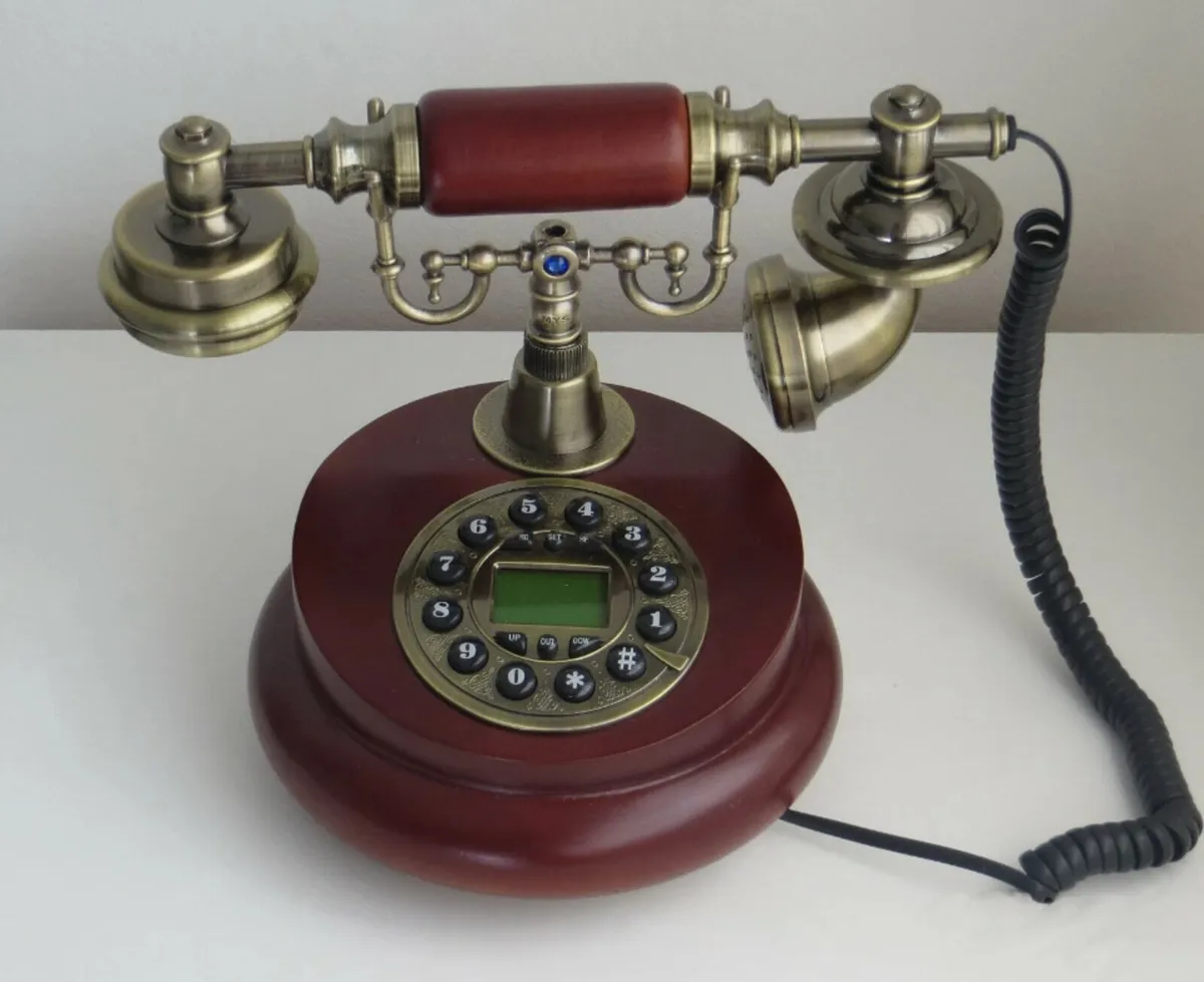 Classical Landline Telephone Wooden Retro NEW - Image 1