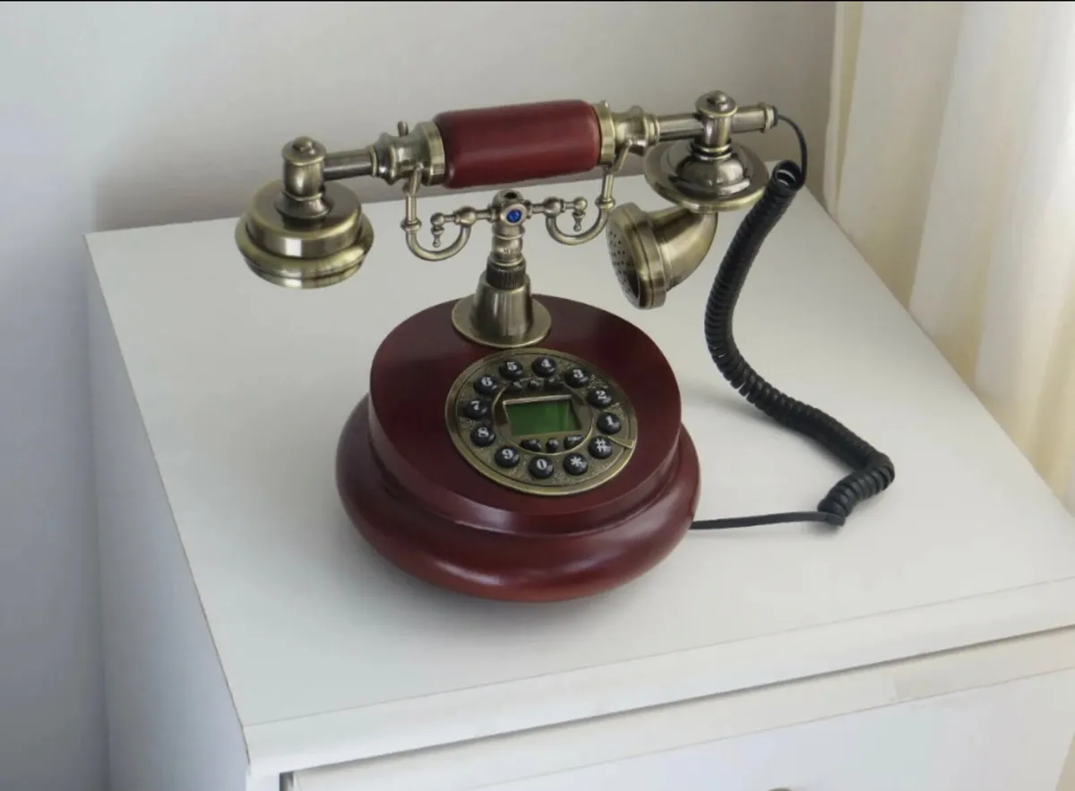 Classical Landline Telephone Wooden Retro NEW - Image 2