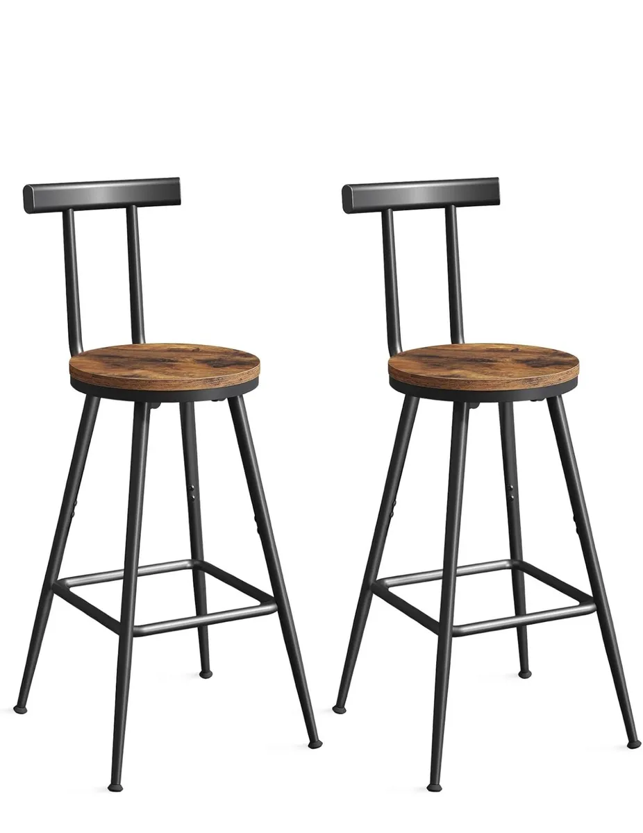 Bar Stools with Backrest, Set of 4 - Image 3
