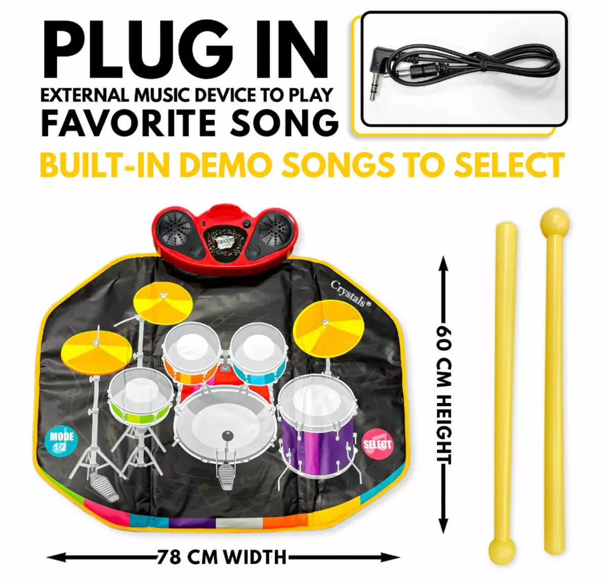 Kids Electronic Drum Kit Touch Play Mat NEW - Image 2