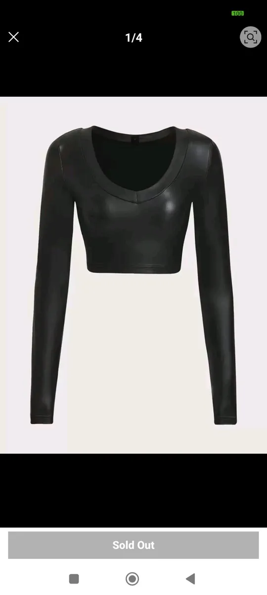 SHEIN ICON Solid PU Leather Crop Top – Size S - Image 1