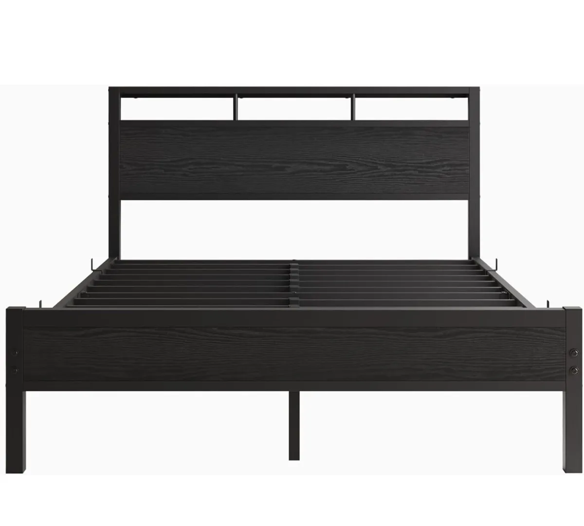Double Bed Frame with Wooden Storage Headboard - Image 2