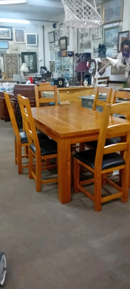 Solid Wood Extending Dining Table & Six Chairs - Image 1