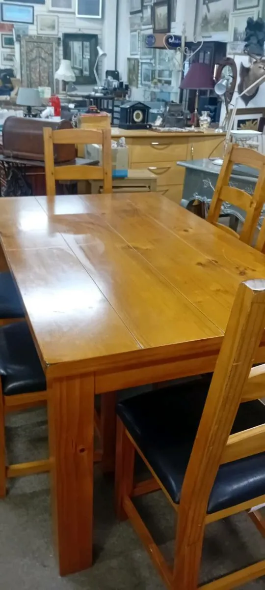 Solid Wood Extending Dining Table & Six Chairs - Image 2