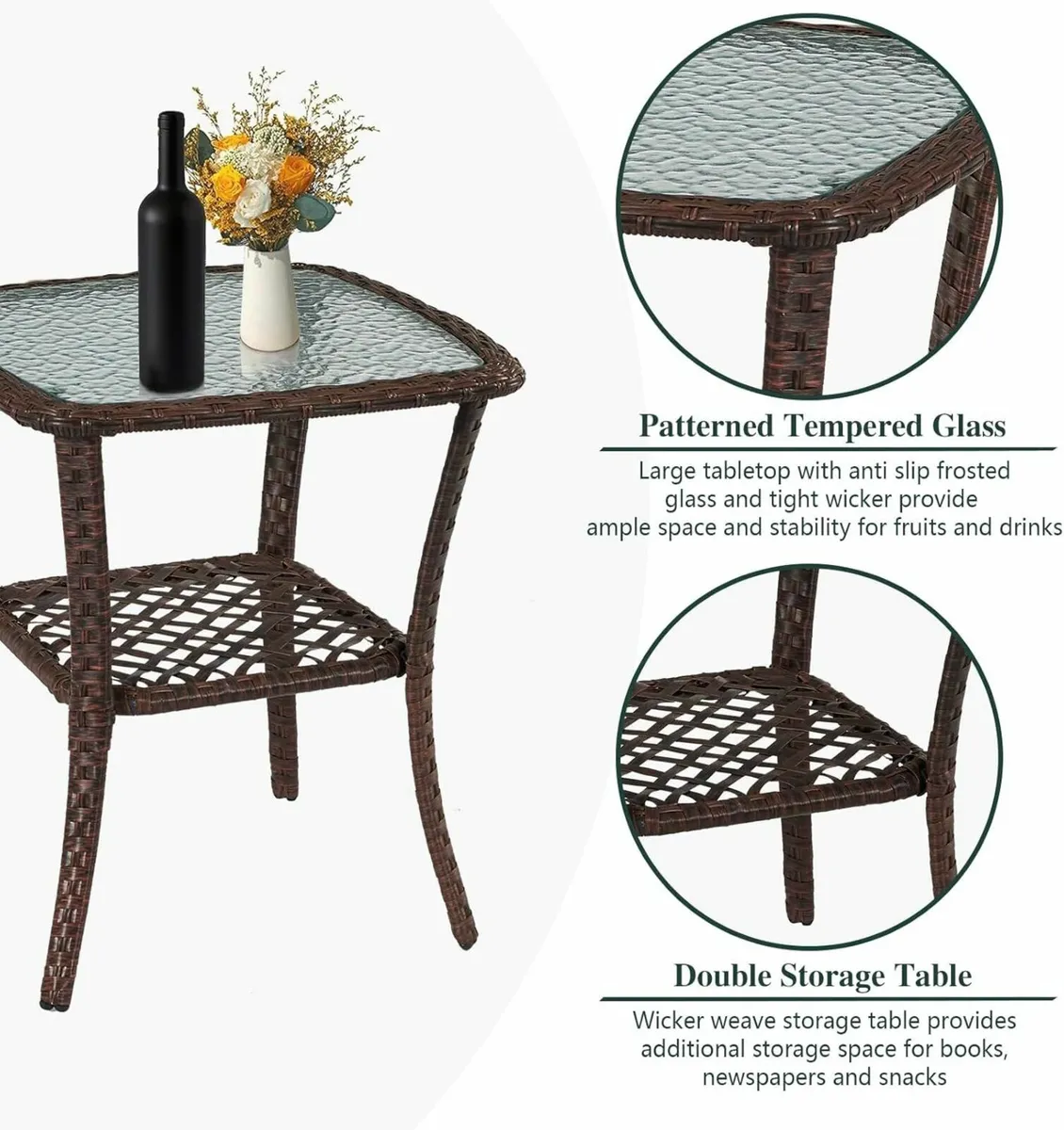 3 Outdoor Furniture Set Patio Rattan Wicker Chairs - Image 4