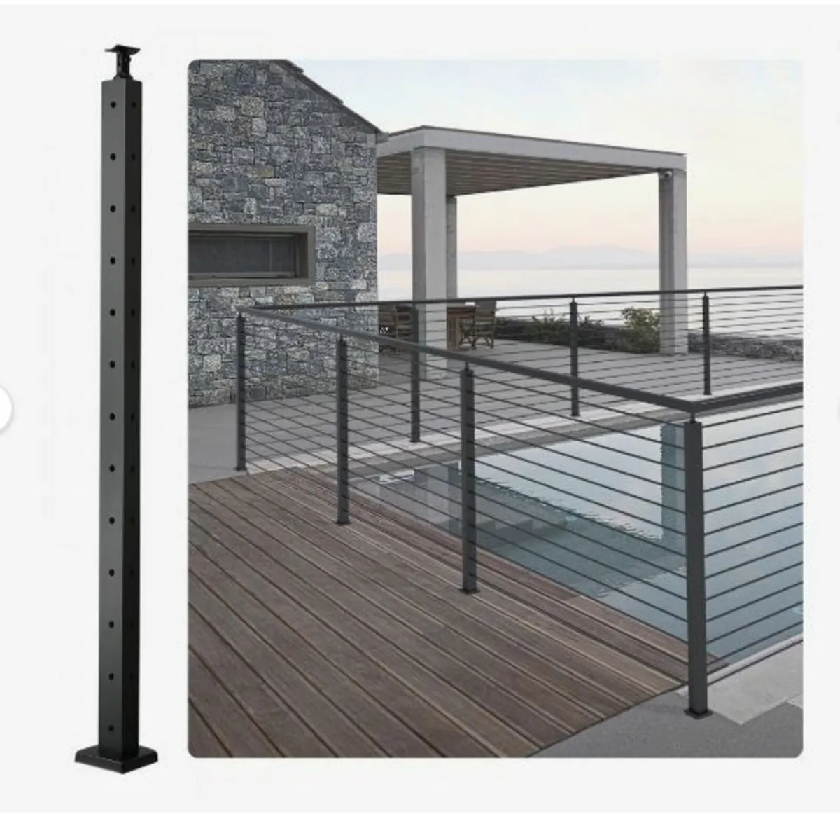 Cable Railing Post 42x1x2in L-Shaped Hole - Image 1