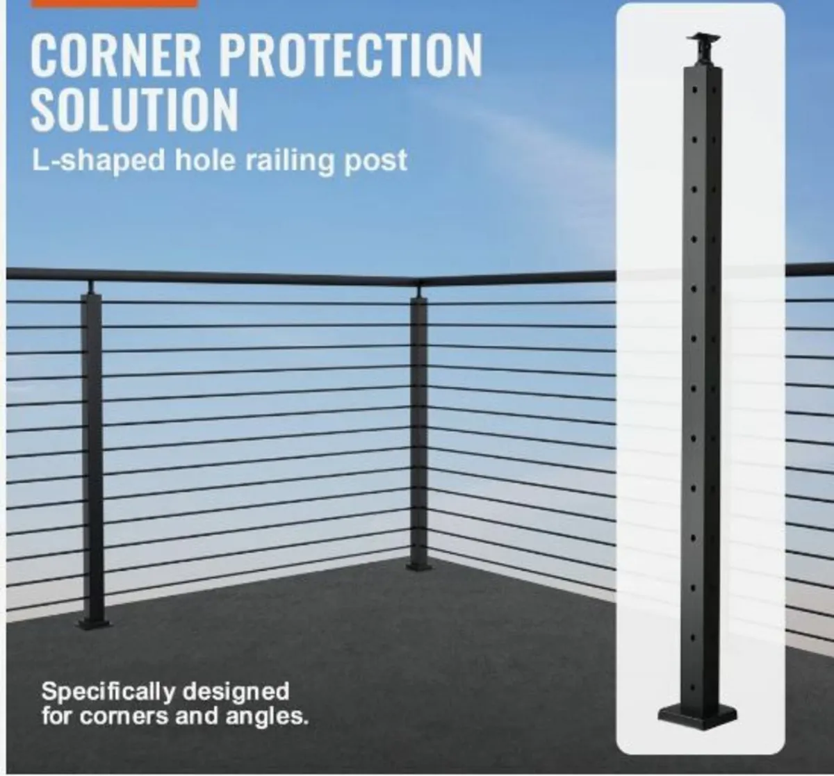 Cable Railing Post 42x1x2in L-Shaped Hole - Image 2