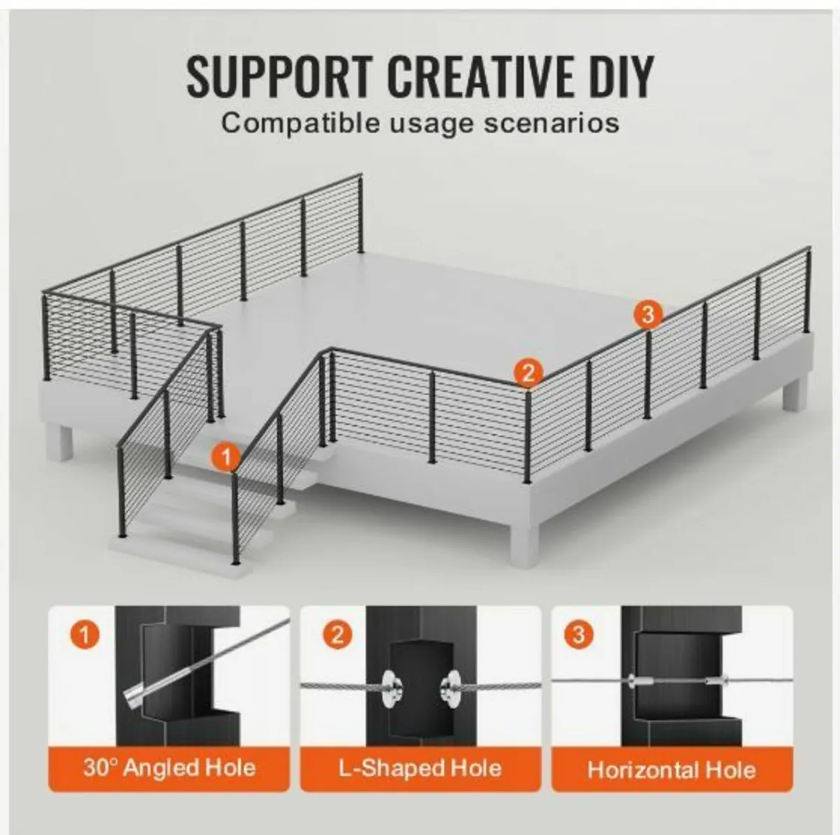 Cable Railing Post 42x1x2in L-Shaped Hole - Image 4
