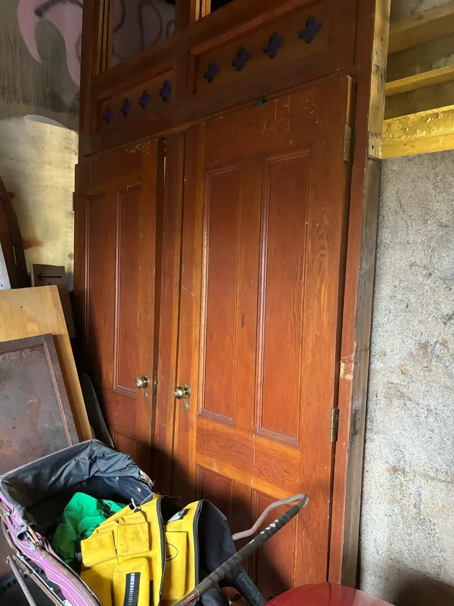 Huge pitch pine doors original church - Image 1