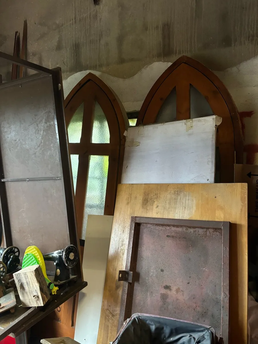 Huge pitch pine doors original church - Image 3
