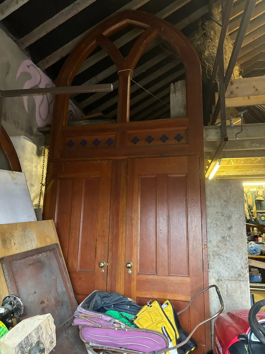 Huge pitch pine doors original church - Image 4