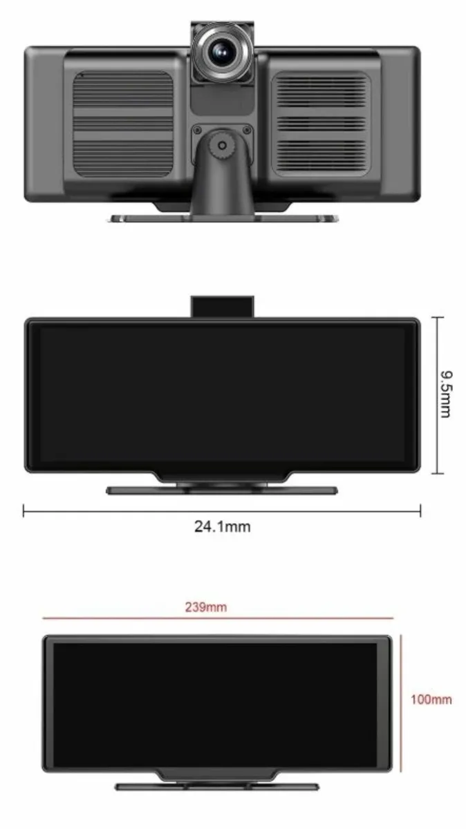 4K Dash Cam Rearview Mirror Camera Carplay - Image 3