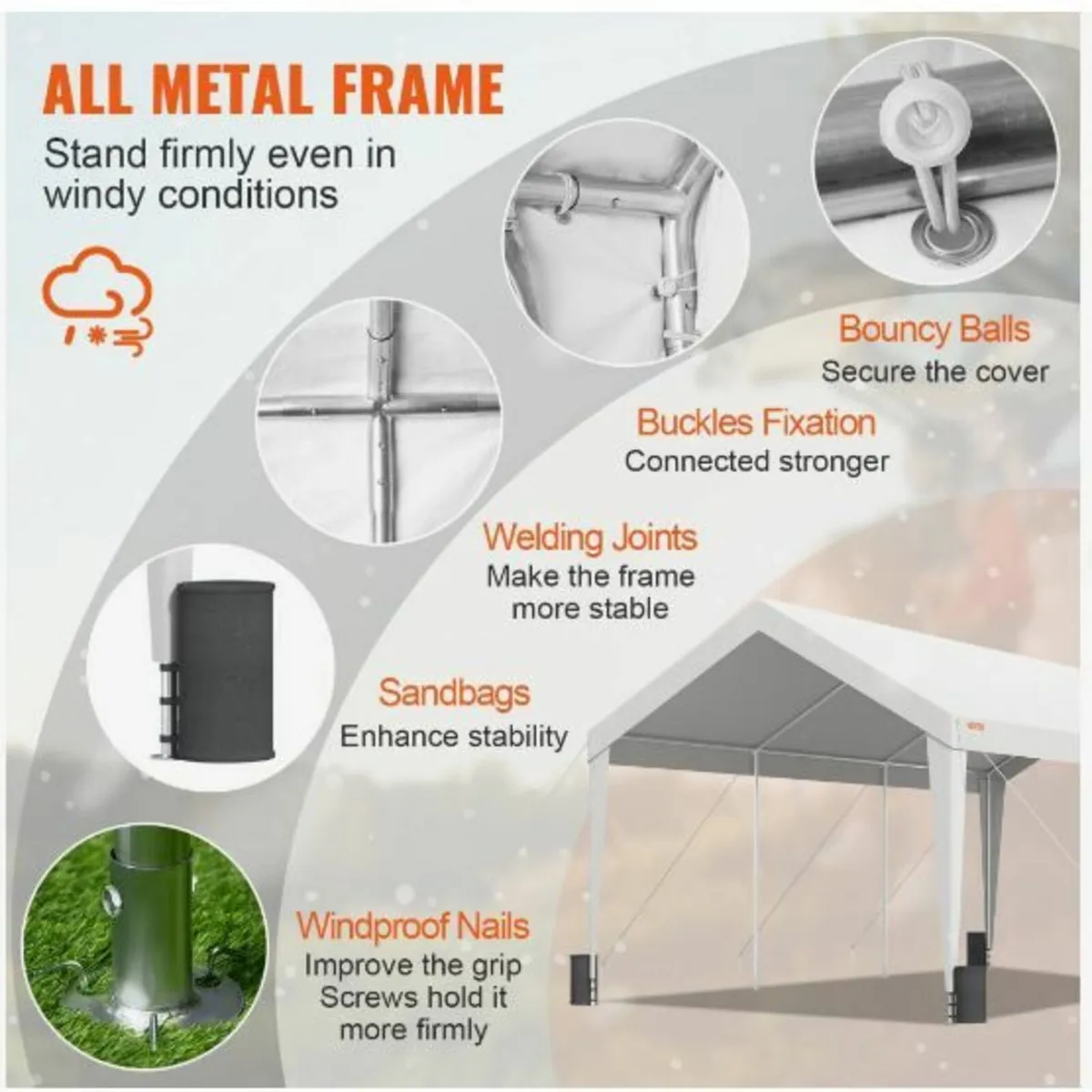 Carport, 10x20 ft Heavy Duty Car Canopy - Image 3