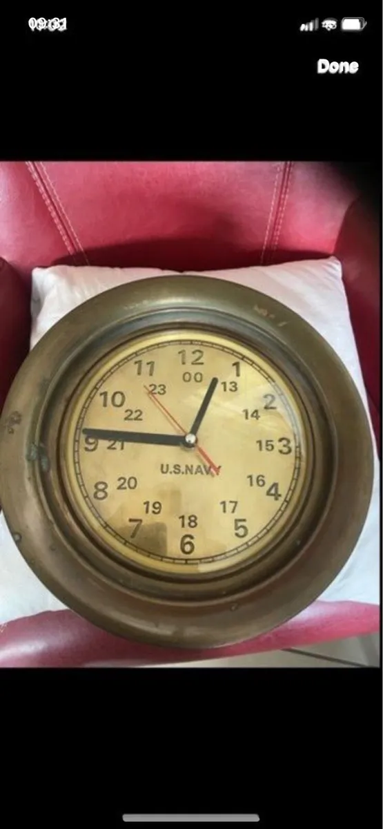 Rare Vintage US Navy brass clock - Image 1