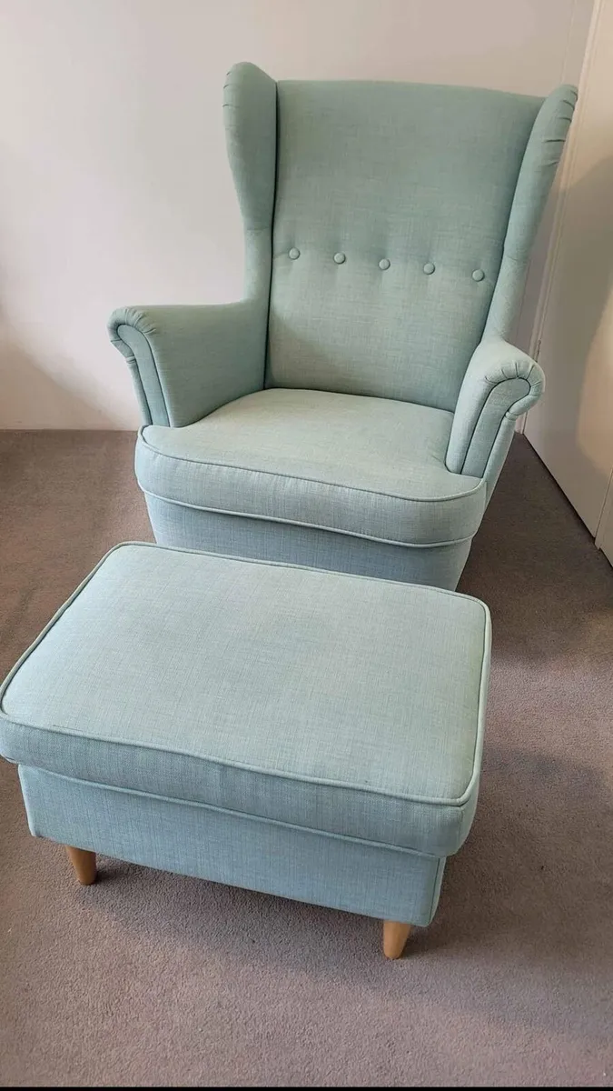 Ikea STRANDMON Wing chair and Footstool - Image 1