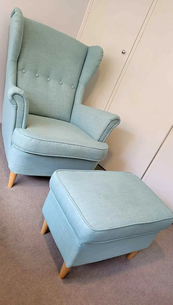 Ikea STRANDMON Wing chair and Footstool - Image 2