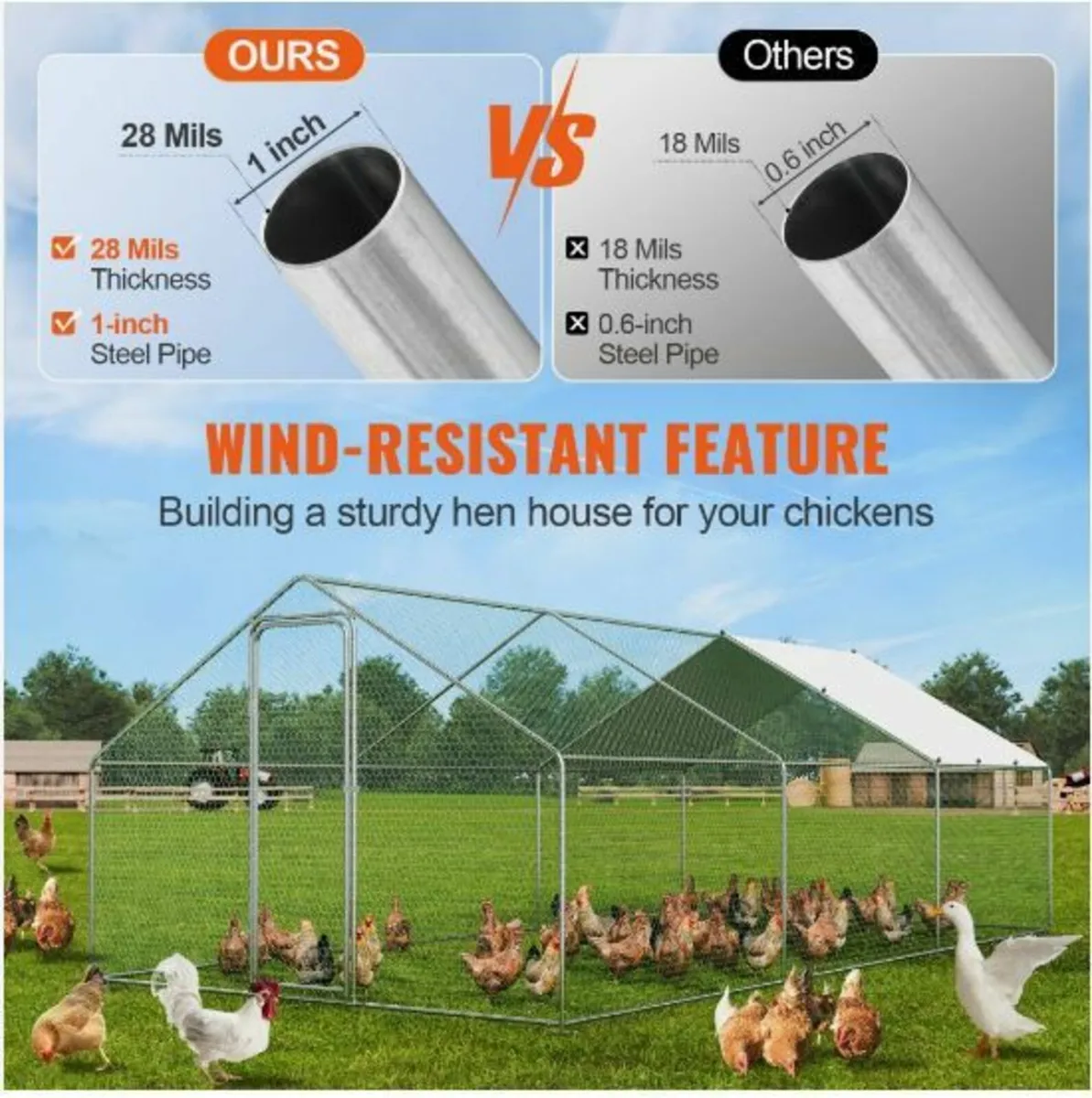 Large Metal Chicken Coop, 9.8x19.3x6.5 ft - Image 1