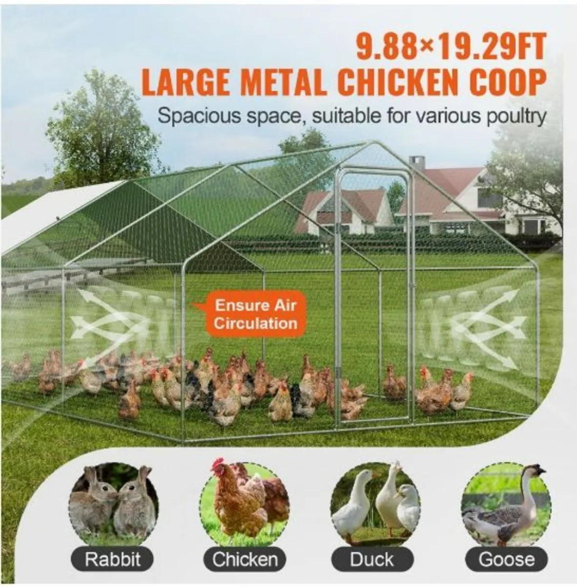 Large Metal Chicken Coop, 9.8x19.3x6.5 ft - Image 2